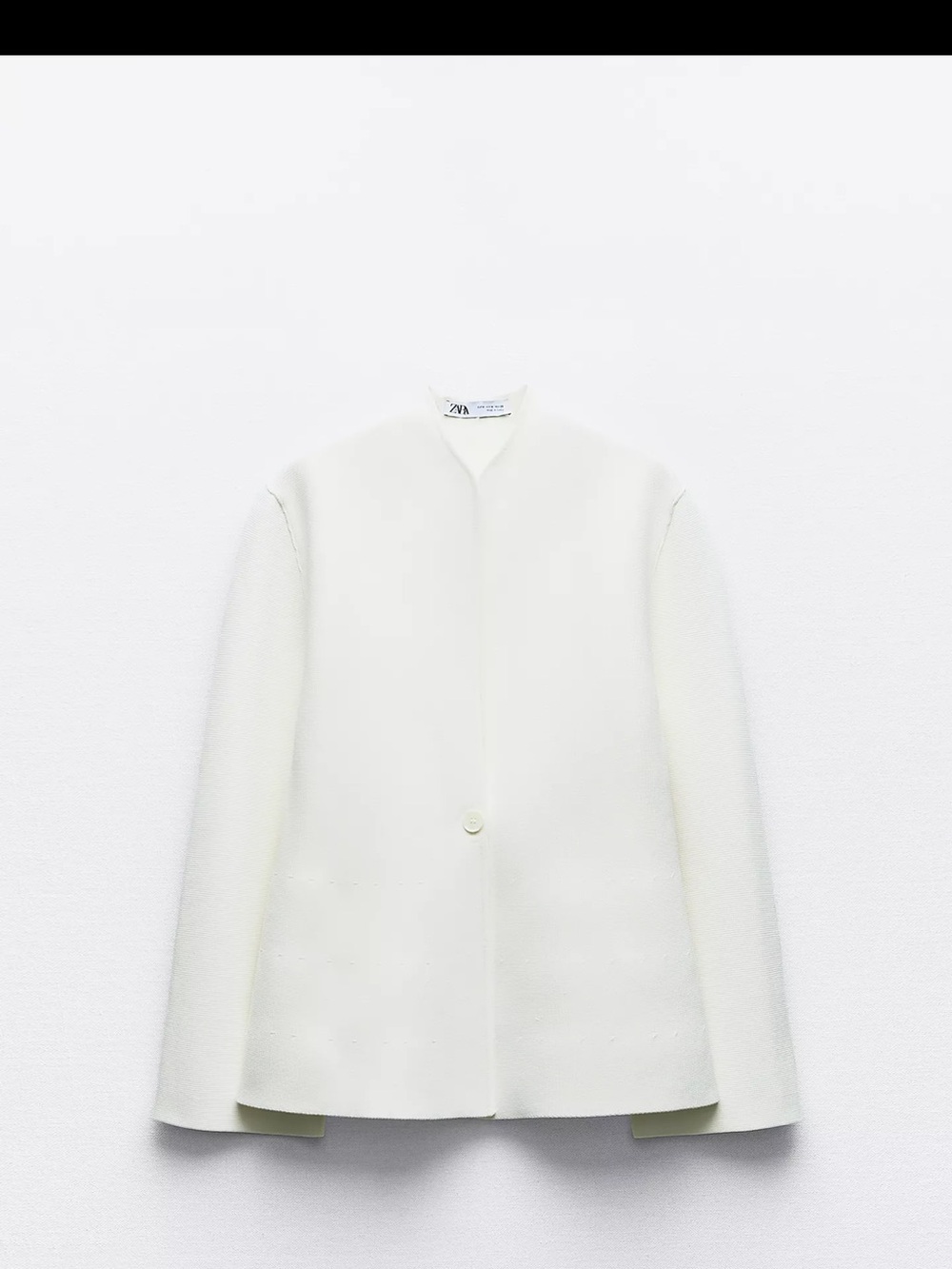 Zara Women's Off-White Single-Button Textured Blazer